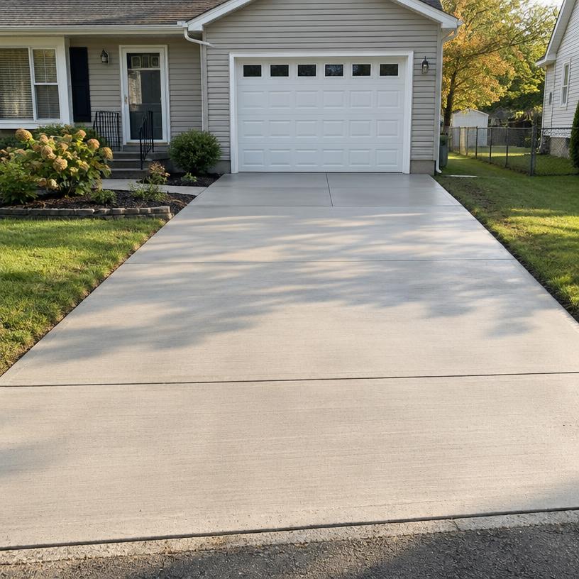 Finished residential concrete driveway in Lakewood, NY