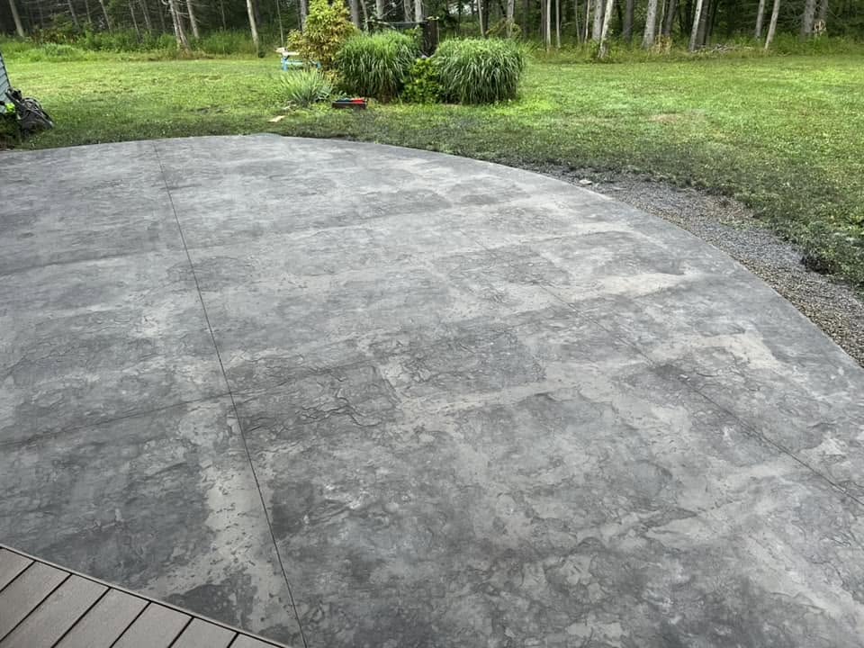 Large stamped concrete patio with control joints